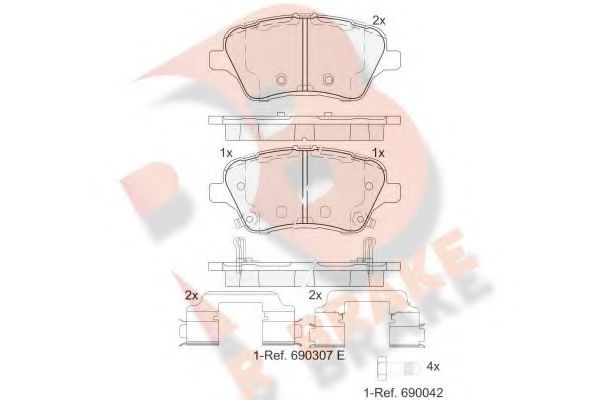 RB2108-203 set placute frana,frana disc R BRAKE 