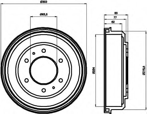 8DT 355 302-291 Tambur frana HELLA 