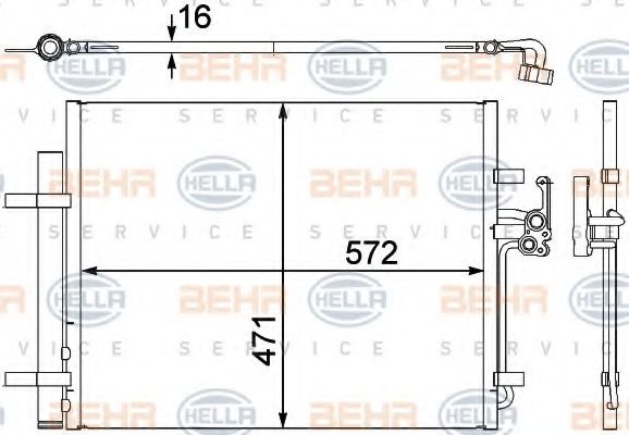 8FC 351 303-201 Condensator, climatizare HELLA 
