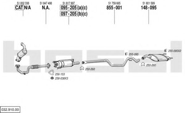 032.910.00 Sistem de esapament BOSAL 