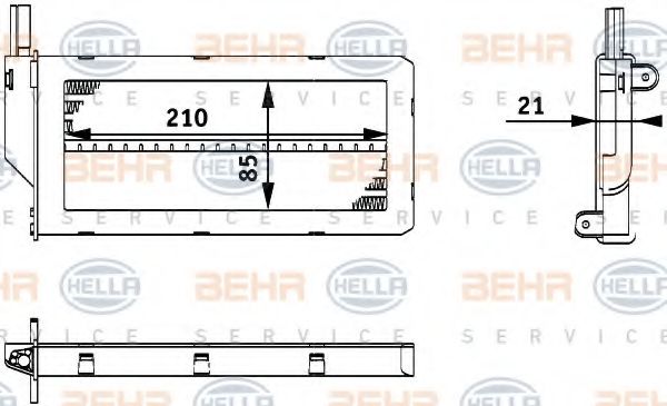 8FH 351 312-121 Schimbator caldura, incalzire habitaclu HELLA 