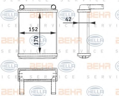 8FH 351 312-521 Schimbator caldura, incalzire habitaclu HELLA 