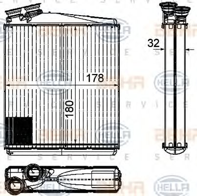 8FH 351 315-541 Schimbator caldura, incalzire habitaclu HELLA 