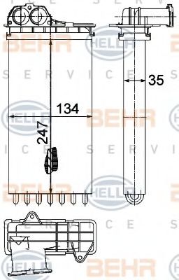 8FH 351 315-561 Schimbator caldura, incalzire habitaclu HELLA 
