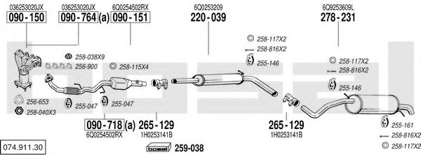 074.911.30 Sistem de esapament BOSAL 