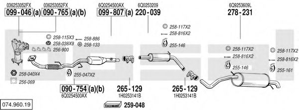 074.960.19 Sistem de esapament BOSAL 