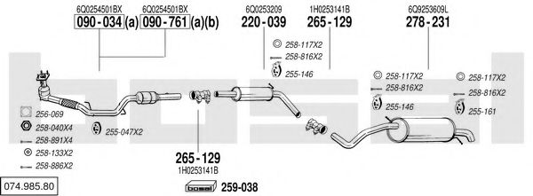 074.985.80 Sistem de esapament BOSAL 