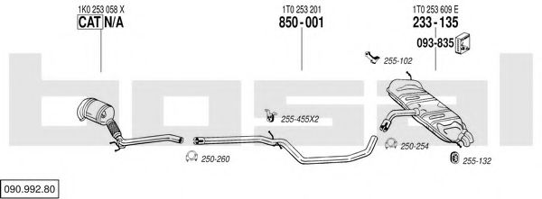 090.992.80 Sistem de esapament BOSAL 