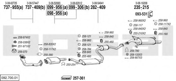 092.700.01 Sistem de esapament BOSAL 