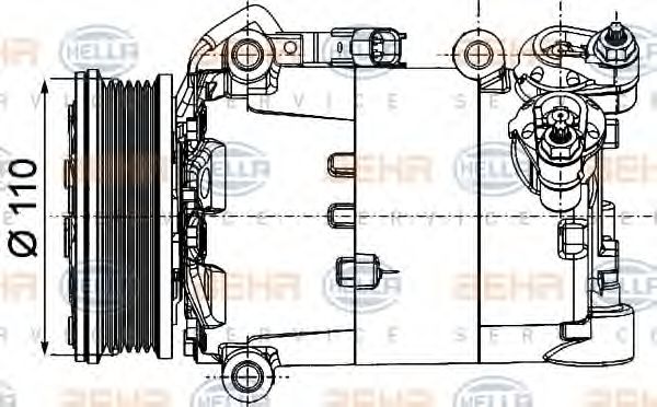 8FK 351 334-361 Compresor, climatizare HELLA 