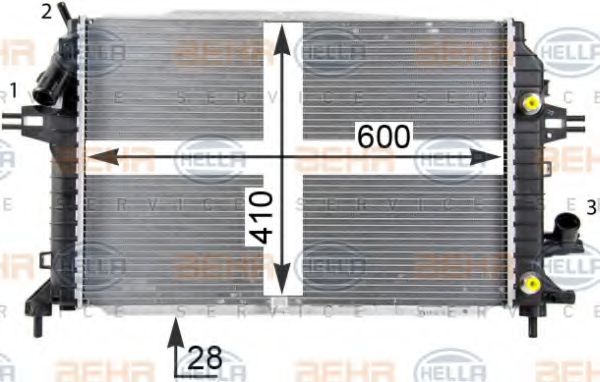 8MK 376 790-031 Radiator, racire motor HELLA 