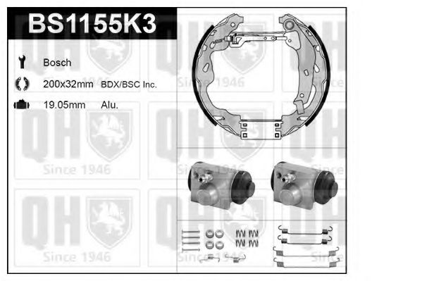BS1155K3 Set frana, frana tambur QUINTON HAZELL 