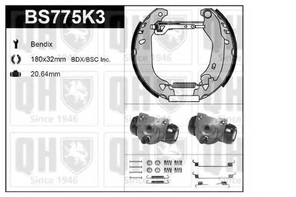 BS775K3 Set frana, frana tambur QUINTON HAZELL 