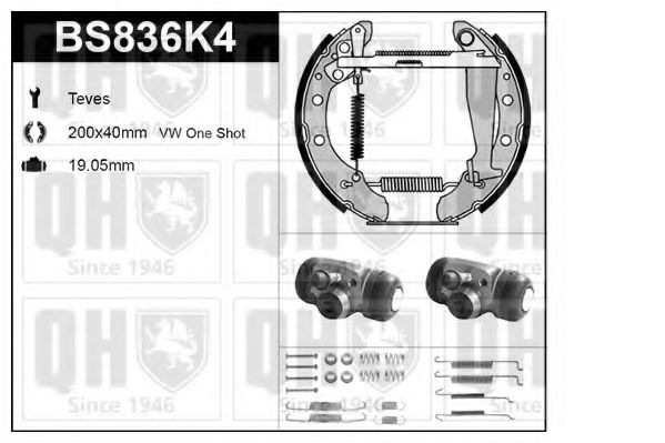 BS836K4 Set frana, frana tambur QUINTON HAZELL 