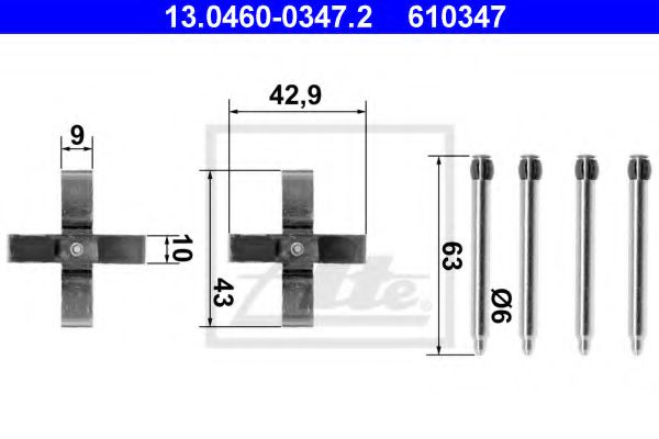 13.0460-0347.2 Set accesorii, placute frana ATE 