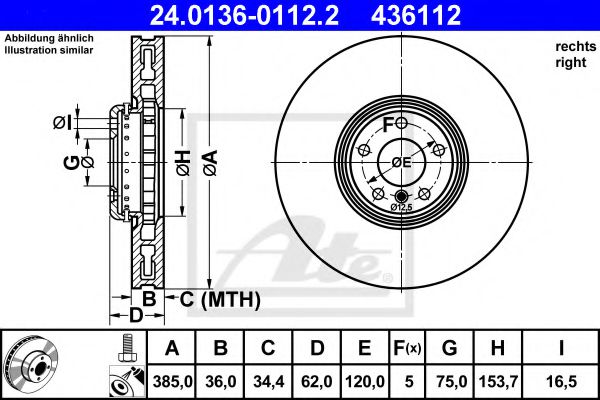 24.0136-0112.2 Disc frana ATE 