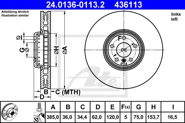 24.0136-0113.2 Disc frana ATE 