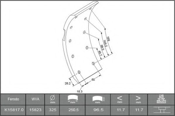 K15817.0TG Set garnituri de frictiune, frana tambur FERODO 