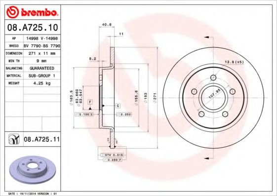 08.A725.10 Disc frana BREMBO 