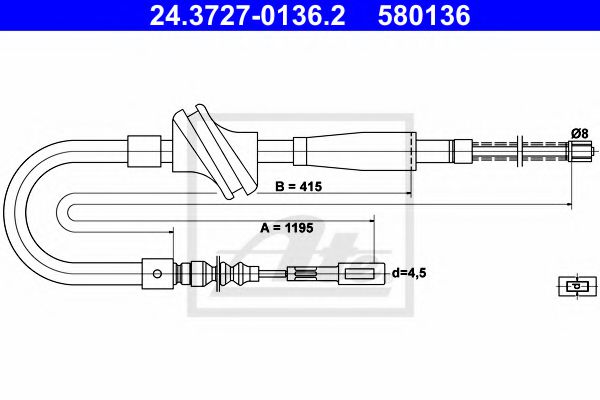 24.3727-0136.2 Cablu, frana de parcare ATE 