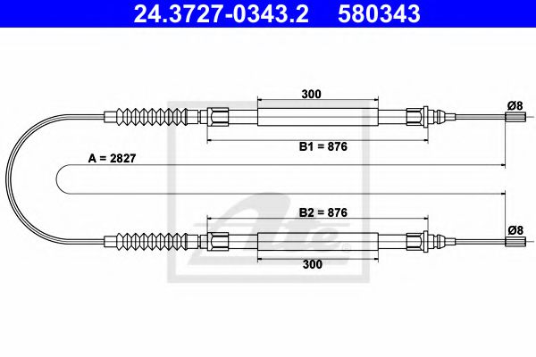 24.3727-0343.2 Cablu, frana de parcare ATE 