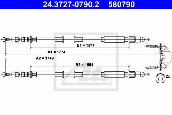 24.3727-0790.2 Cablu, frana de parcare ATE 
