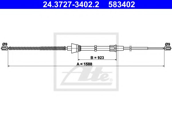 24.3727-3402.2 Cablu, frana de parcare ATE 