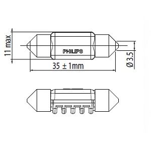 128584000KX1 Bec, lumini interioare PHILIPS 